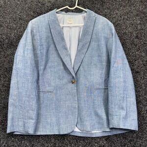 J.Crew Womens Blue Cotton Chambray Shawl Collar Blazer Jacket Pinstripe Lining